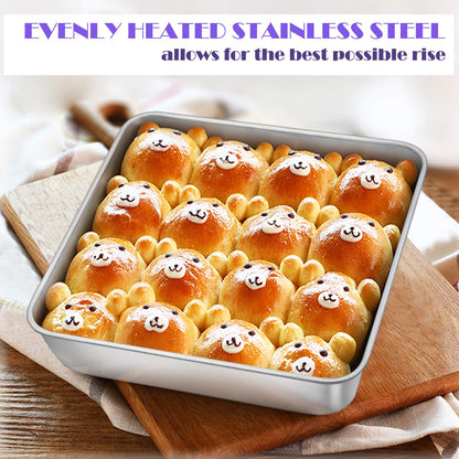 E-far Stainless Steel Baking Pan Set, 6-Piece Metal Bakeware Sets Include Cookie Sheet, Round Square Rectangle Cake Pans, Non-toxic & Dishwasher Safe