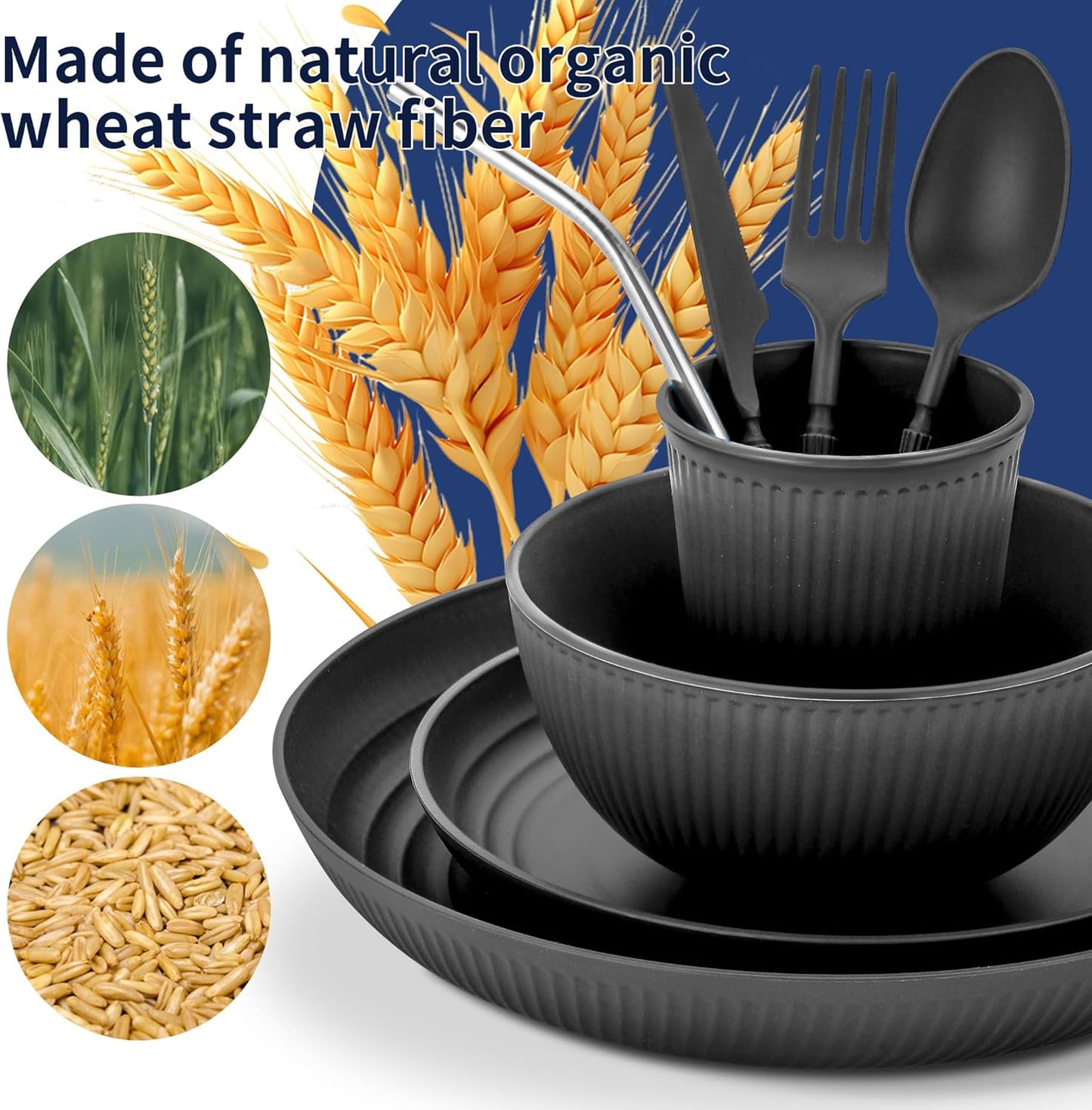 48-Piece Unbreakable Dinnerware Set – Plates, Bowls, Cups & Utensils for 6