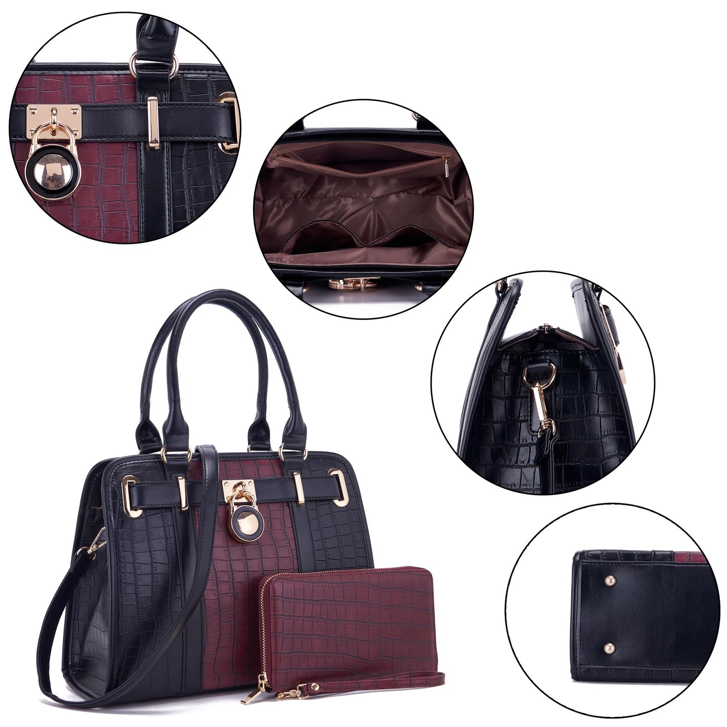 Handbags Sets For Women Shoulder Bags Top Handle Work Satchel Tote Purses Set With Matching Wallet 2pcs