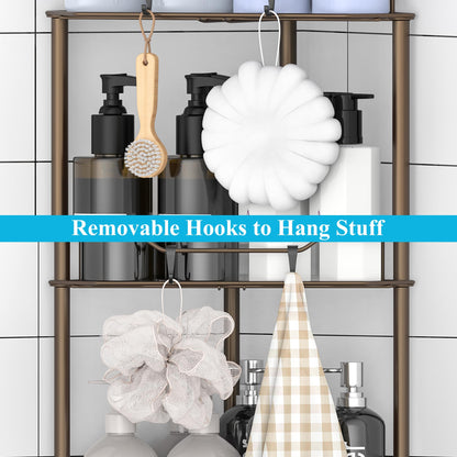 4 Tier Floor Standing Corner Shower Caddy Organizer Shelf with Hooks