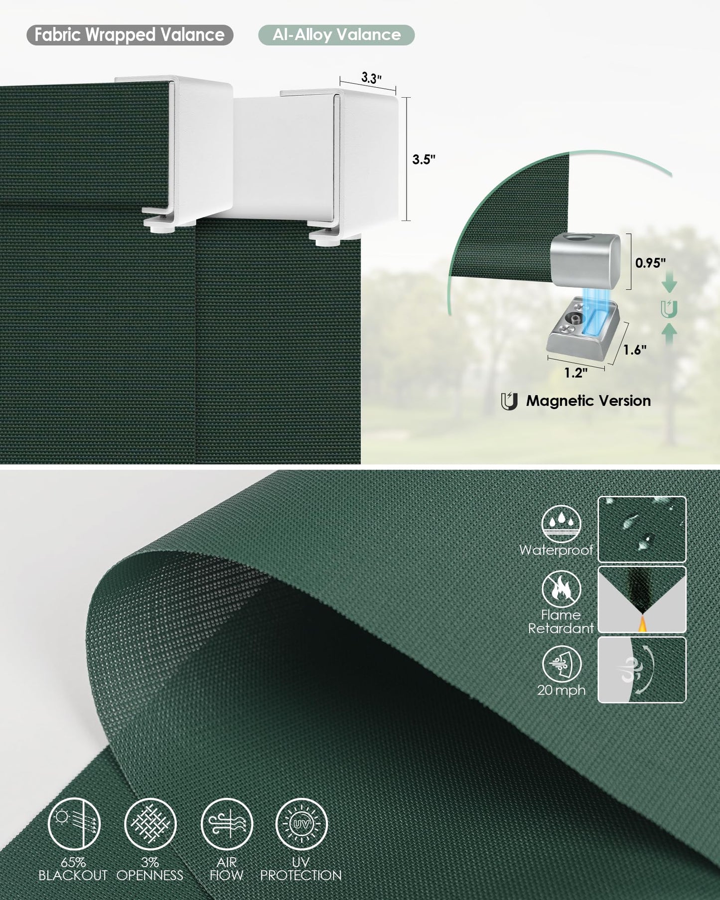 Yoolax Motorisierte Außenrollos, Smart-Jalousien, kompatibel mit Alexa Google, Sonnenschutz mit Fernbedienung, Smart-Jalousien für Veranda, Terrasse, wasserdichte Rollos, individuell anpassbar (3 % Offenheit, Alpine Rock) 