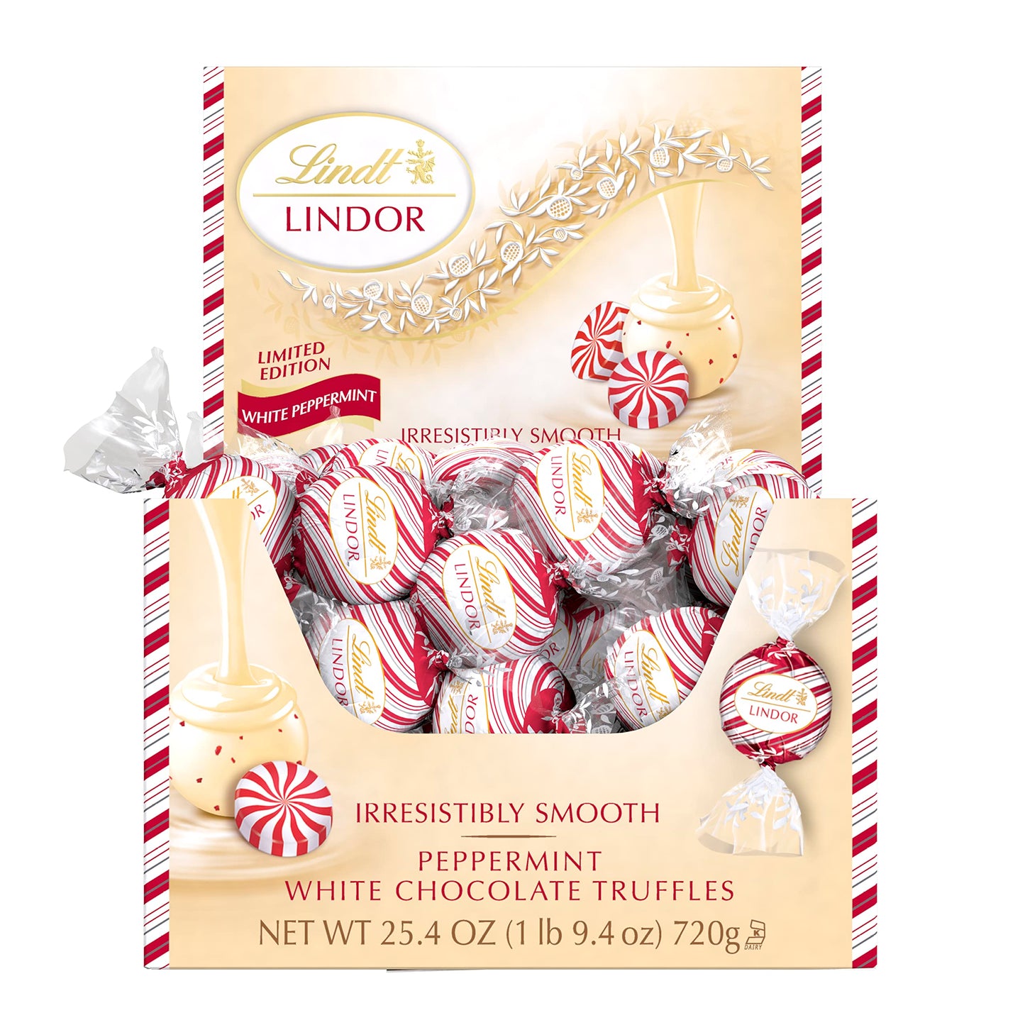 Lindt LINDOR White Chocolate Candy Truffles, White Chocolate Candy with Smooth, Melting Truffle Center, 25.4 oz., 60 Count