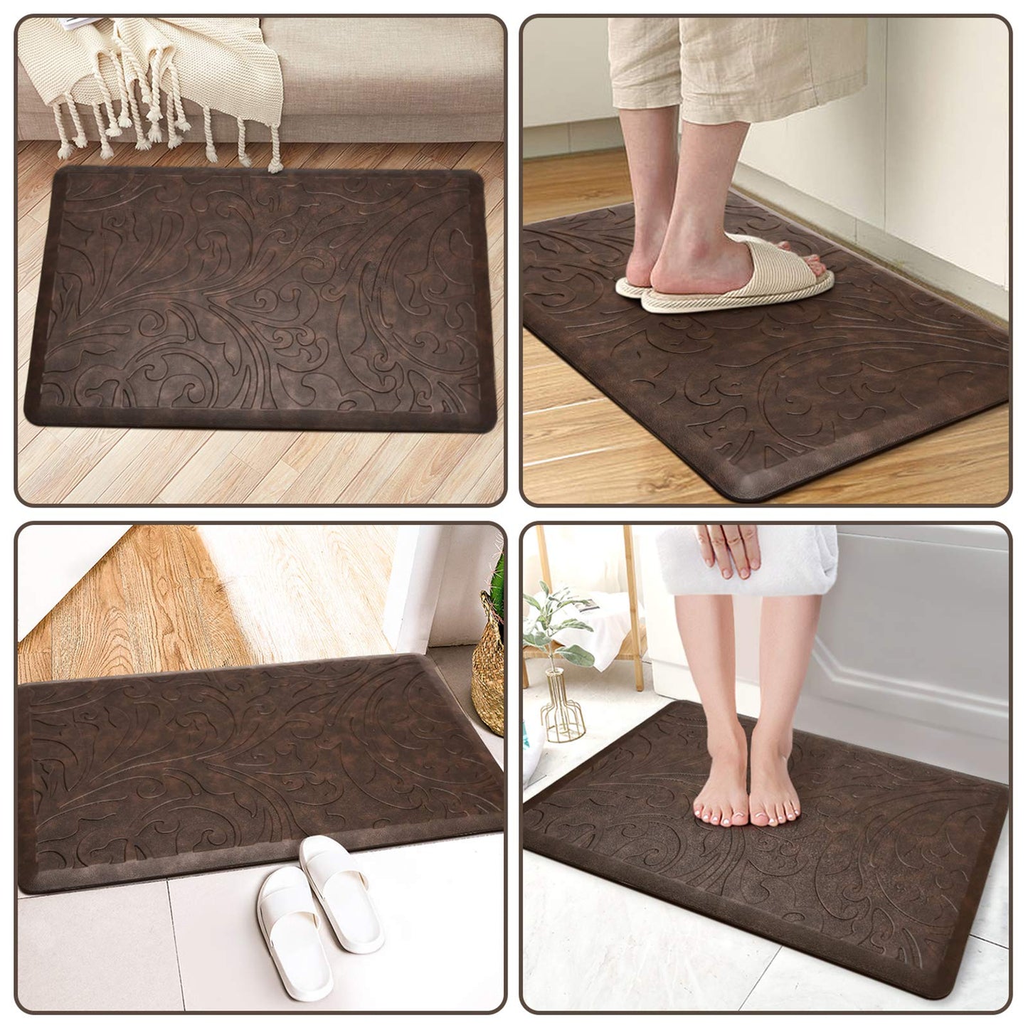 KMAT Tapis de cuisine rembourré anti-fatigue, imperméable, antidérapant, ergonomique, confortable, pour la maison, le bureau, l'évier, la buanderie, le bureau, 43,9 cm (l) x 71,1 cm (L), gris 