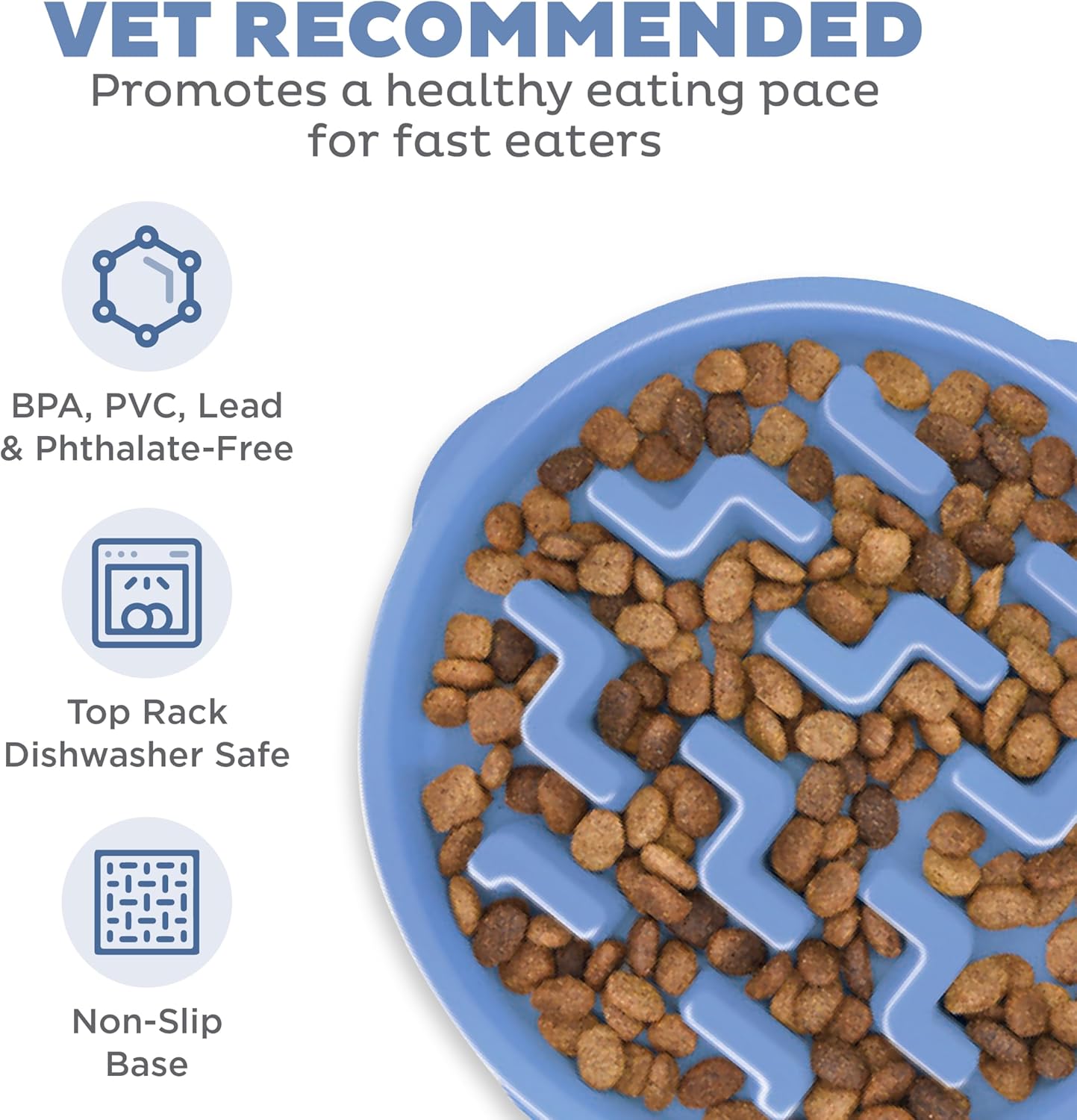 Slow Feeder Dog Bowl with Puzzle Maze, Non-Slip, Holds 4 Cups, Helps Prevent Bloat & Improve Digestion