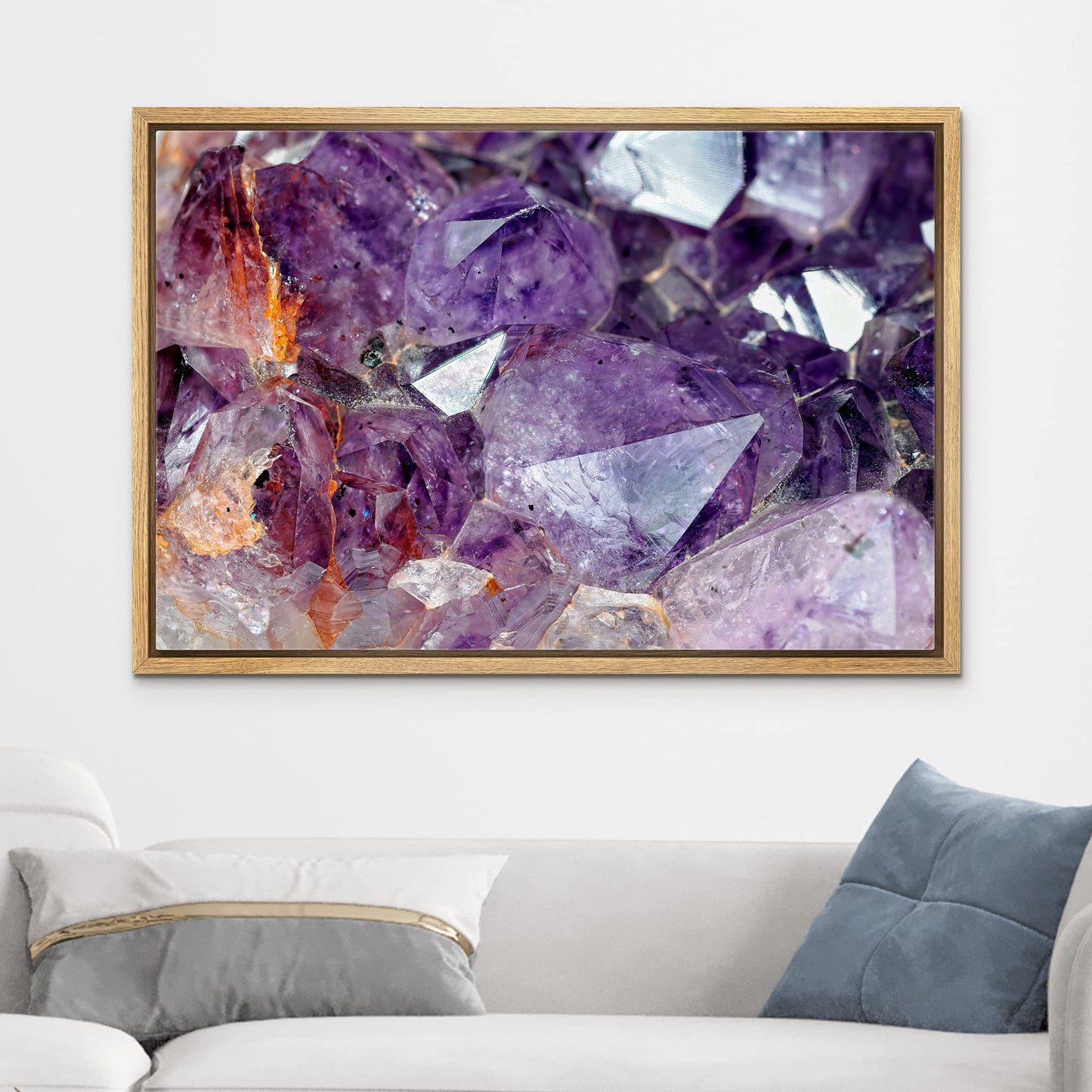 Impression sur toile encadrée wall26 Art mural Paysage en marbre violet, or et bleu sarcelle Formes abstraites Illustrations Moderne Chic Coloré Multicolore Ultra pour salon, chambre, bureau - 24x36 Naturel 