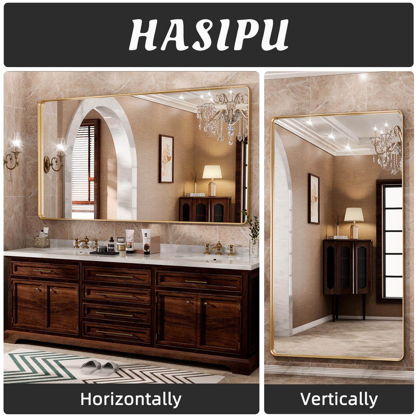 Hasipu Wall Mirrors Decorative, 40" Mirror Wall Decor, Beveled Edge Frameless Wall Mount Round Mirror for Living Room