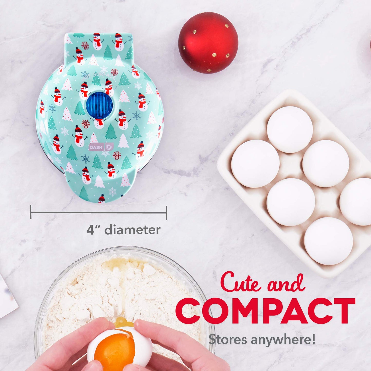 DASH Mini Maker for Individual Waffles, Hash Browns, Keto Chaffles with Easy to Clean, Non-Stick Surfaces, 4 Inch, White Pineapple