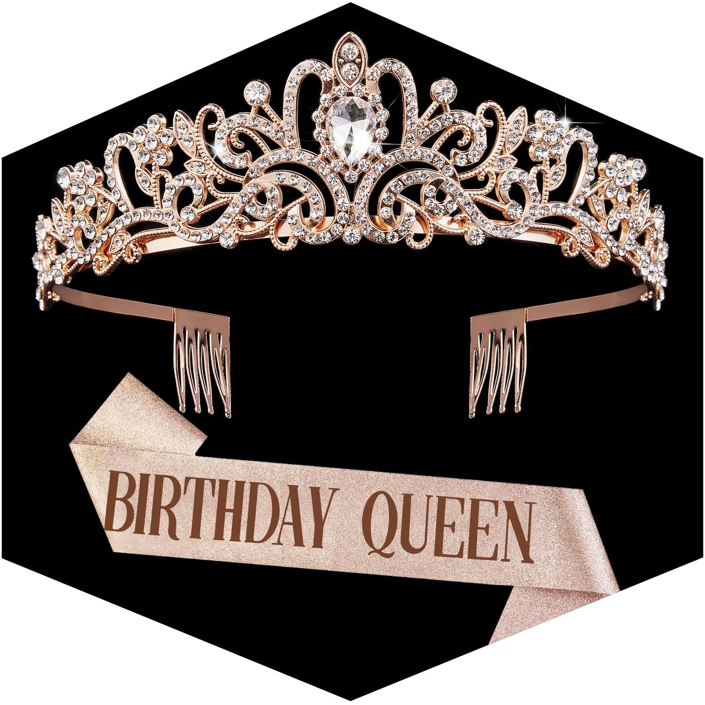 Gold Crown for Women Crystal Princess Tiaras Rhinestone Queen Headband Wedding Bridal Hair Accessories Birthday Prom Pageant Party Coming of Age Ceremony Photo Props