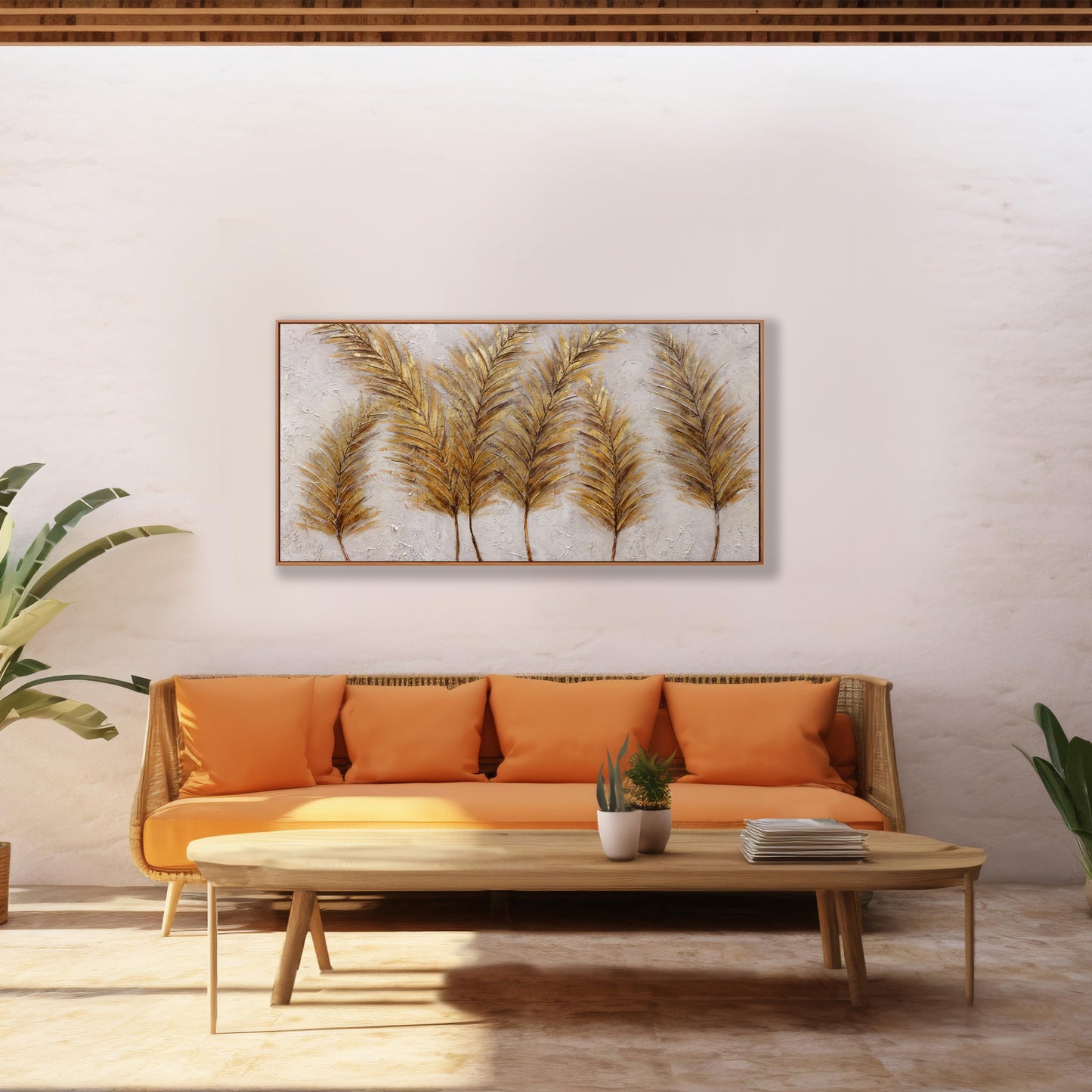 Wall Art Framed Gold Leaf Abstract Wall Decor Canvas Prints Paintings Abstract Artwork for Living Room Office Bedroom Home Decorations 24"x48"