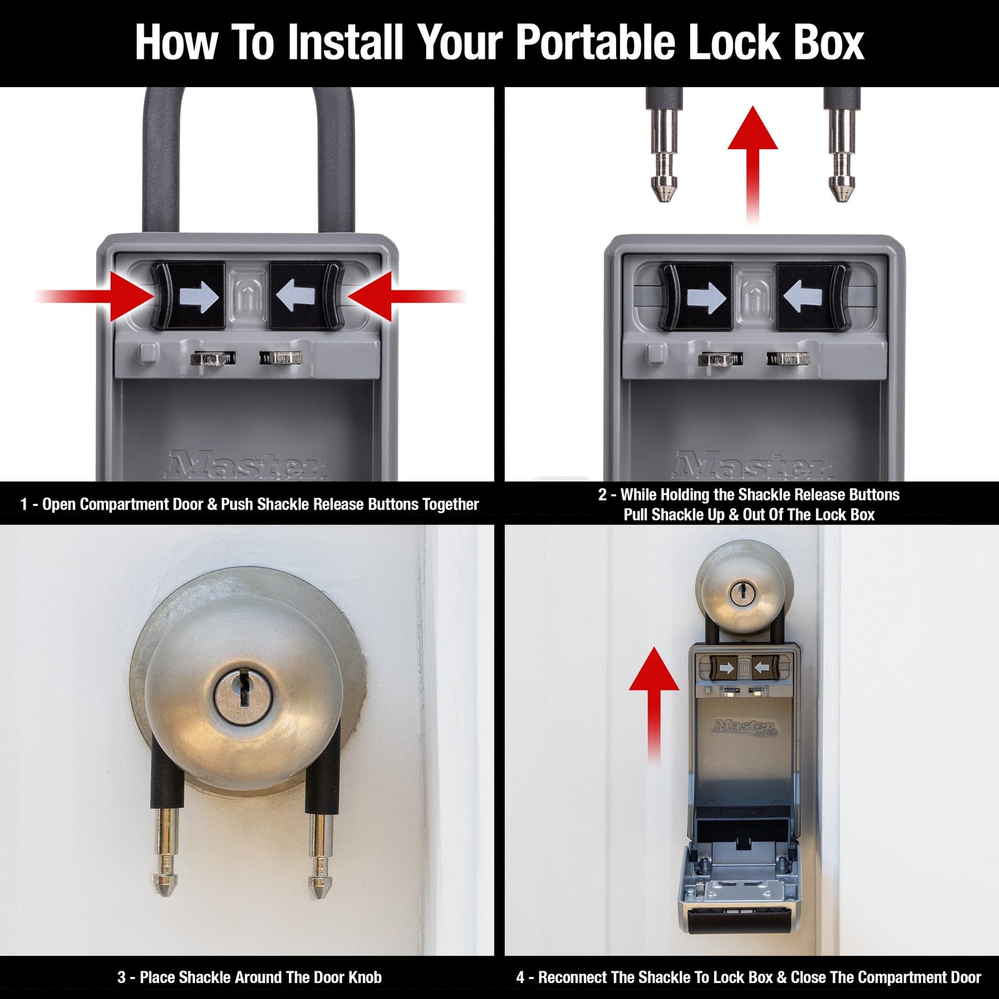 Coffre-fort à clés Master Lock, coffre-fort extérieur pour clés de maison, coffre-fort à clés avec serrure à combinaison, capacité de 5 clés, 5400EC, noir 