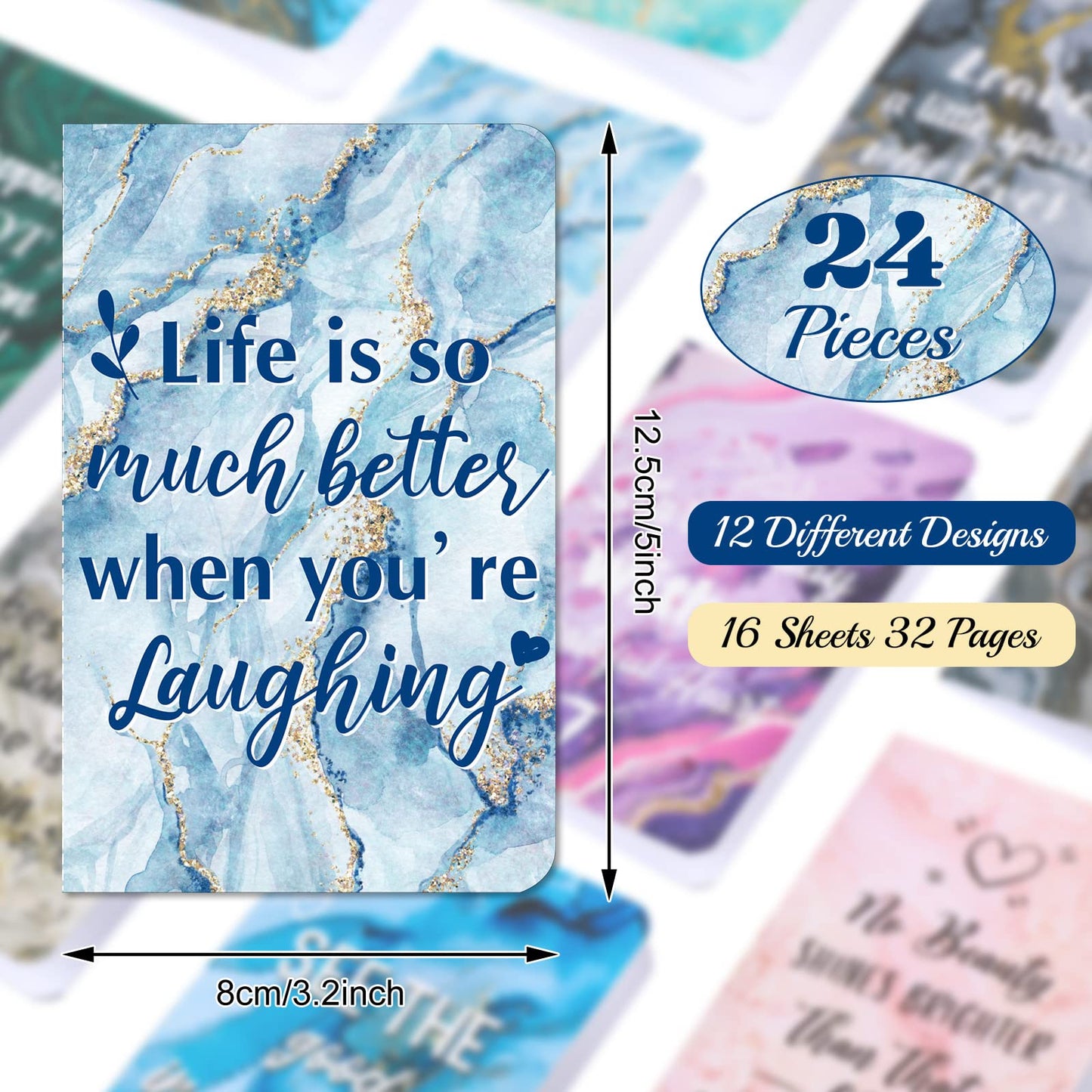Zonon 24 Pcs Mini Colorful Notebooks Bulk Gifts, Funny Motivational Journals Notepads Inspirational Notepads Small Pocket Notebook Teacher Office Prizes Travel(Motivational Style)