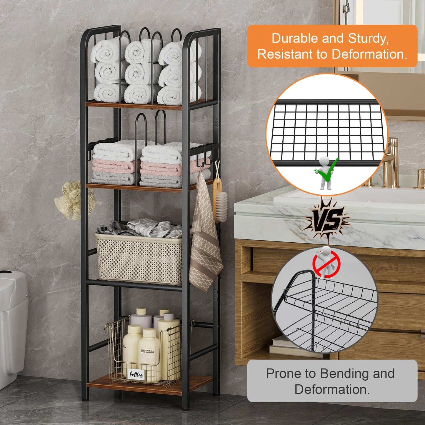Freestanding Towel Rack – 3-Tier & 4-Tier Modern Metal Bathroom Storage
