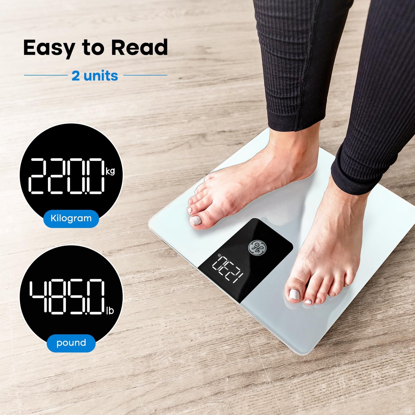 GE Bathroom Scale Body Weight: Digital BMI Weight Balance Scales FSA HSA Eligible Heavy Duty Measuring Scale for People Accurate Bluetooth Weighing Scale Electronic Weigh Scales, Black