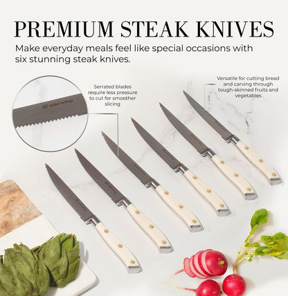 Copper Knife Set with Block - 14 PC Self Sharpening Knife Block Set
