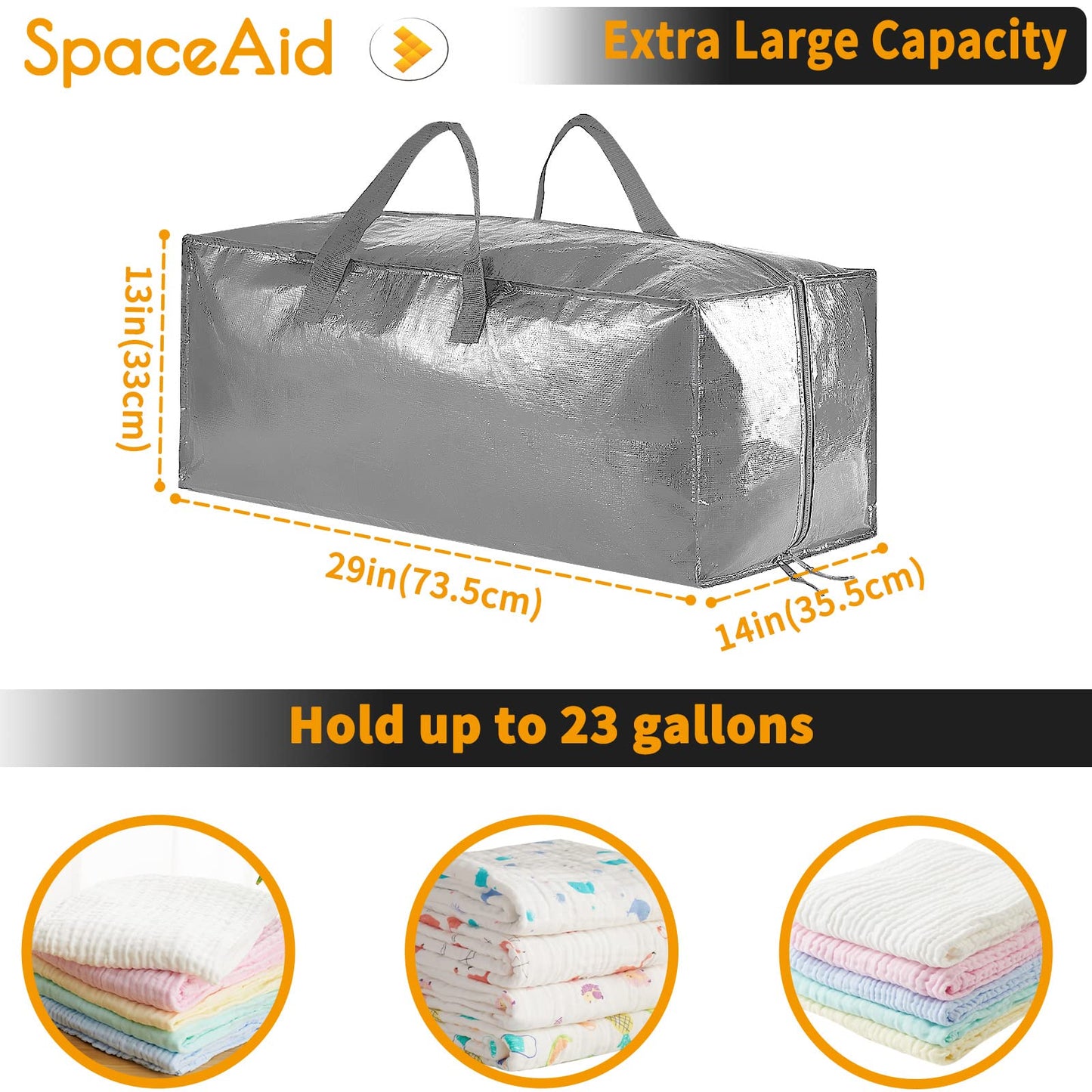 Sacs de déménagement robustes SpaceAid, sacs de rangement extra larges avec sangles de sac à dos, poignées et fermetures à glissière solides, alternative aux cartons de déménagement, fournitures d'emballage et de déménagement, noir (lot de 10) 