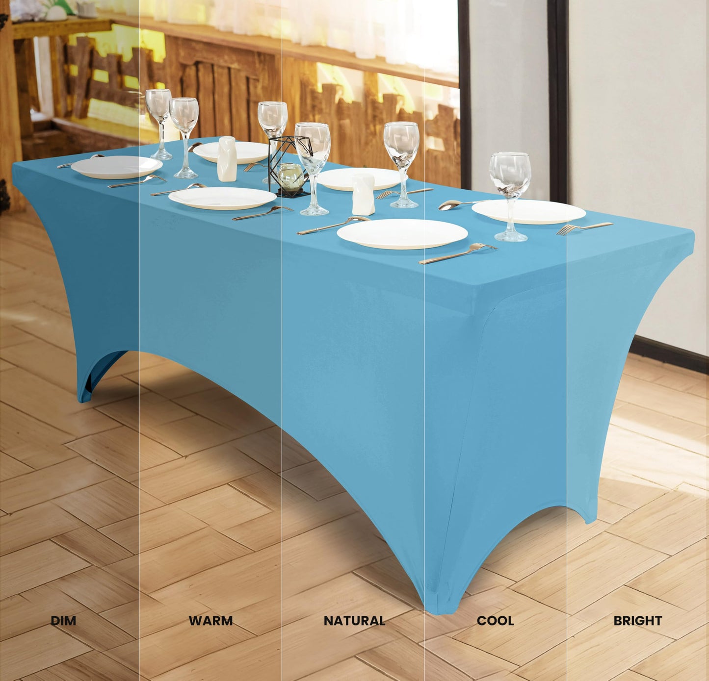 Utopia Kitchen Spandex Tablecloth 2 Pack [8FT, White] Tight, Fitted, Washable and Wrinkle Resistant Stretch Rectangular Patio Table Cover for Event, Wedding, Banquet & Parties [96Lx30Wx30H Inch]