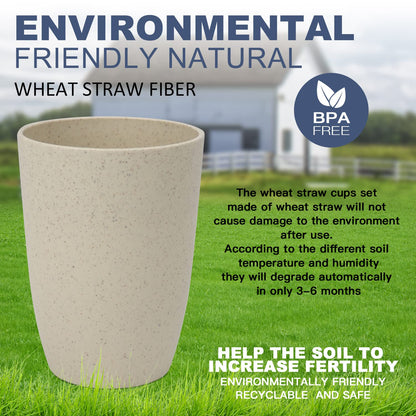 Homienly Wheat Straw Cups – Reusable, Unbreakable, Tumblers, Stackable & Dishwasher Safe