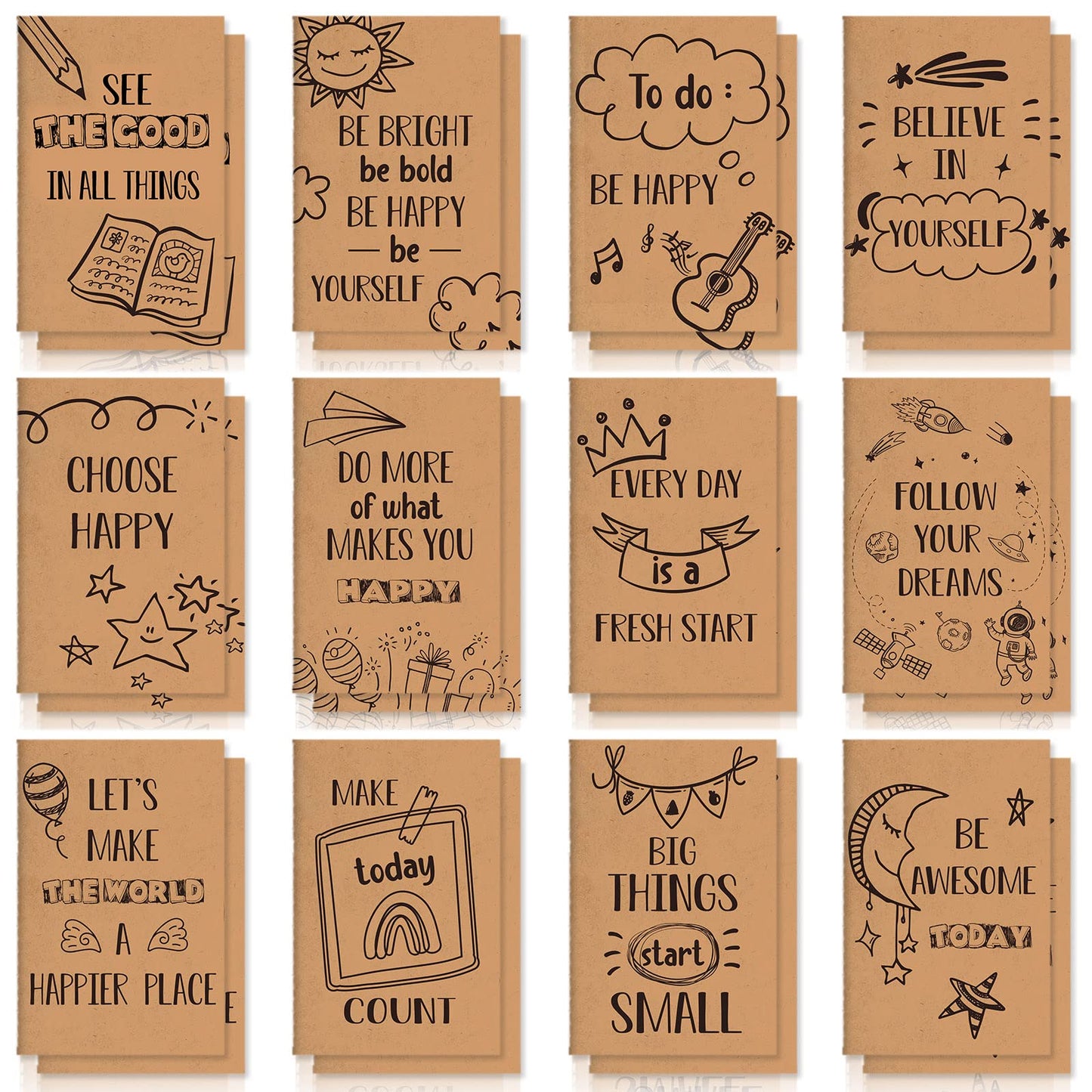 Zonon 24 Pcs Mini Colorful Notebooks Bulk Gifts, Funny Motivational Journals Notepads Inspirational Notepads Small Pocket Notebook Teacher Office Prizes Travel(Motivational Style)