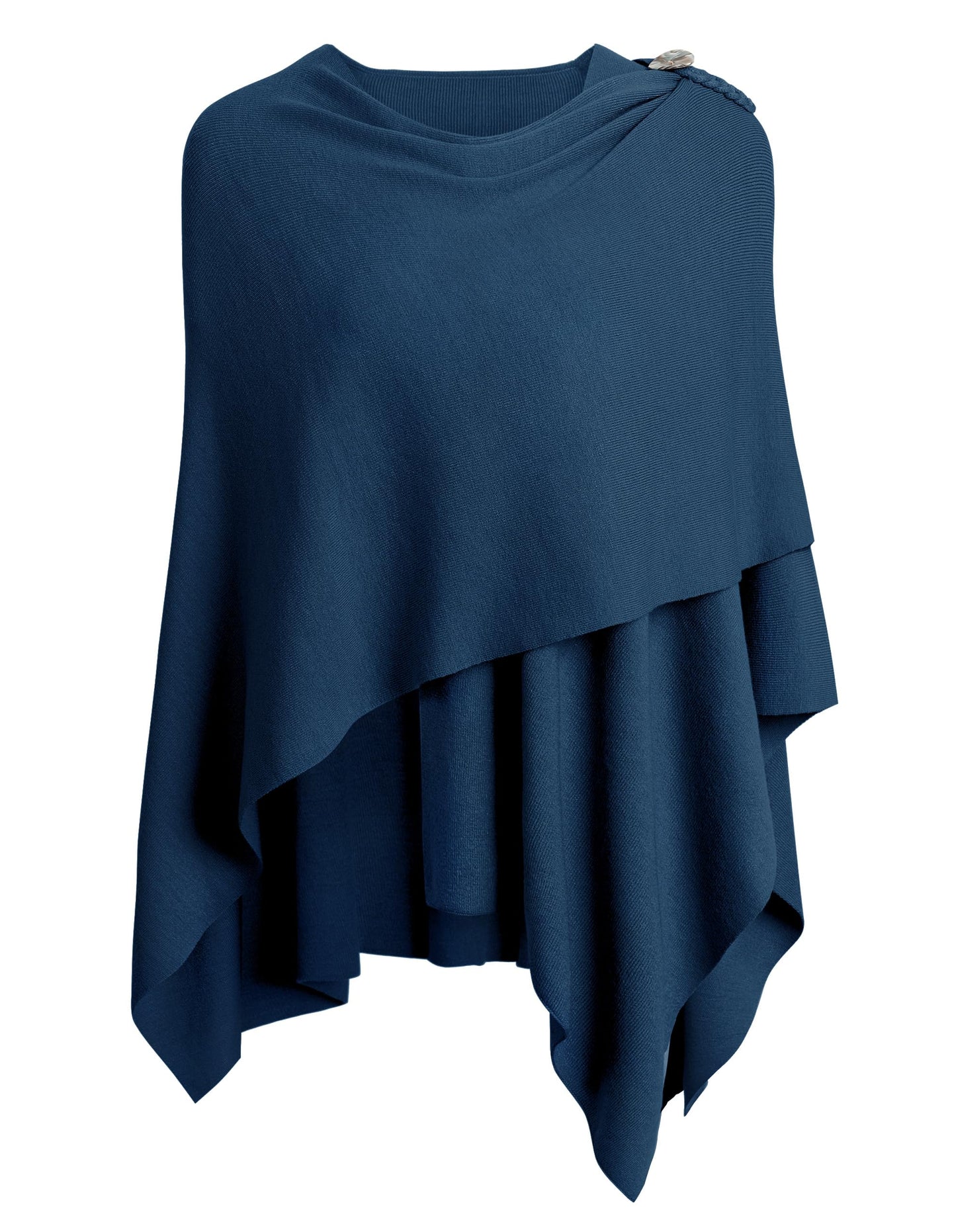 PULI Femmes Grand Poncho Croisé Sur Le Devant Pull Enveloppant Topper Tricoté Élégant Châles Cape pour l'Automne Hiver