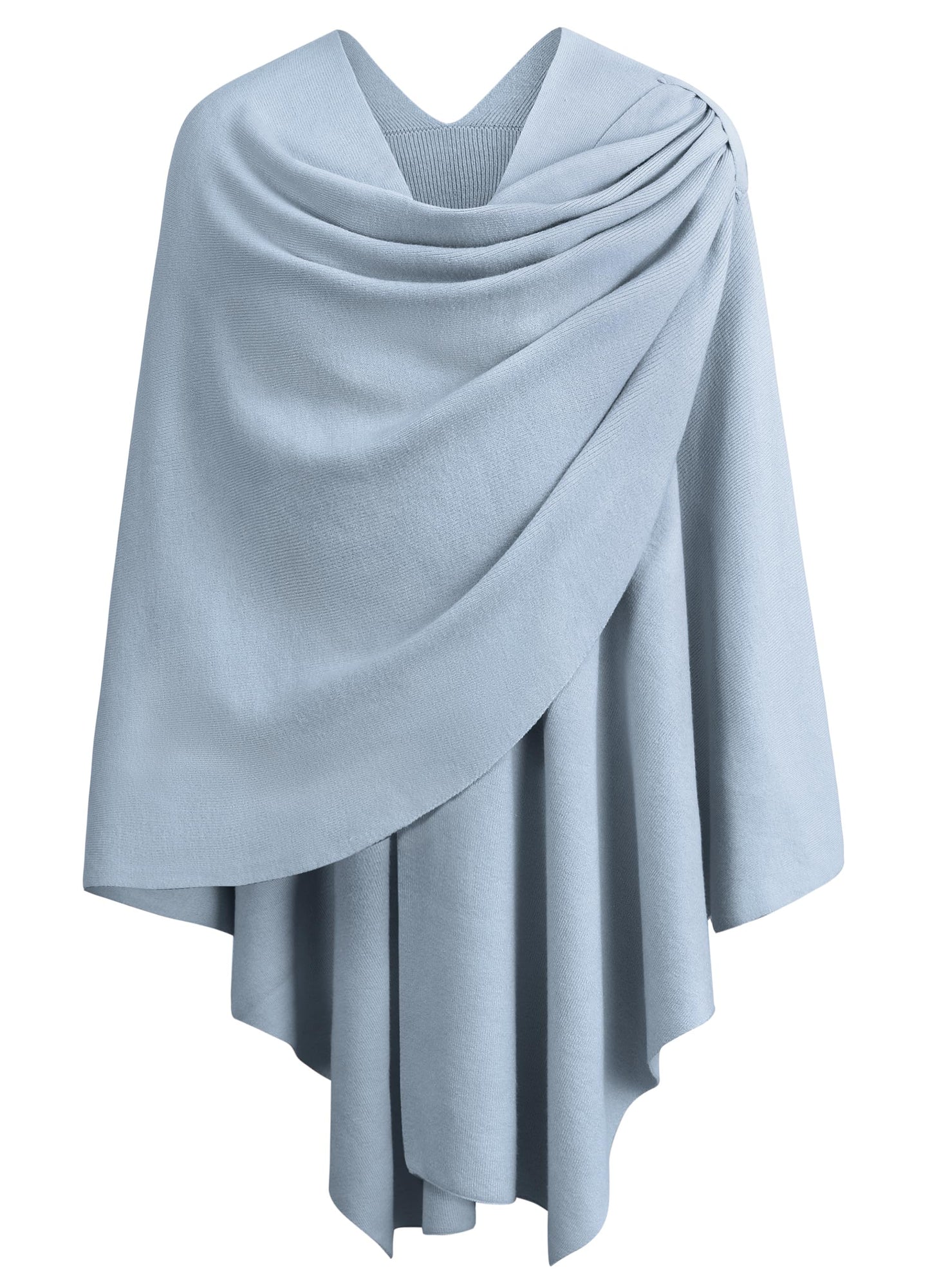 PULI Femmes Grand Poncho Croisé Sur Le Devant Pull Enveloppant Topper Tricoté Élégant Châles Cape pour l'Automne Hiver