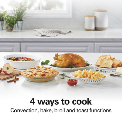 6 Slice Countertop Toaster Oven With Easy Reach Roll-Top Door, Bake, Broil & Toast Functions, Auto Shutoff, Silver (31127D)