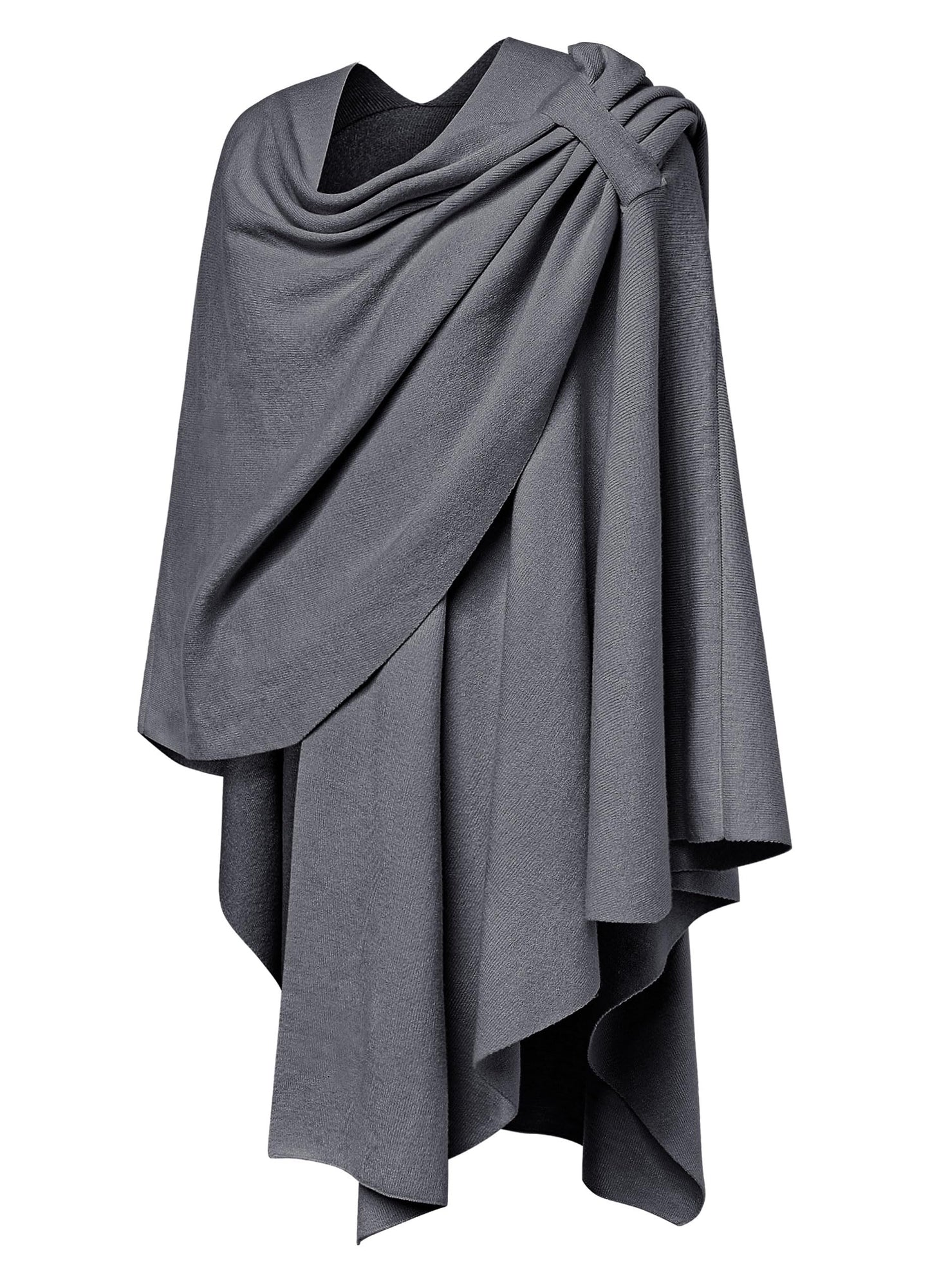 PULI Femmes Grand Poncho Croisé Sur Le Devant Pull Enveloppant Topper Tricoté Élégant Châles Cape pour l'Automne Hiver