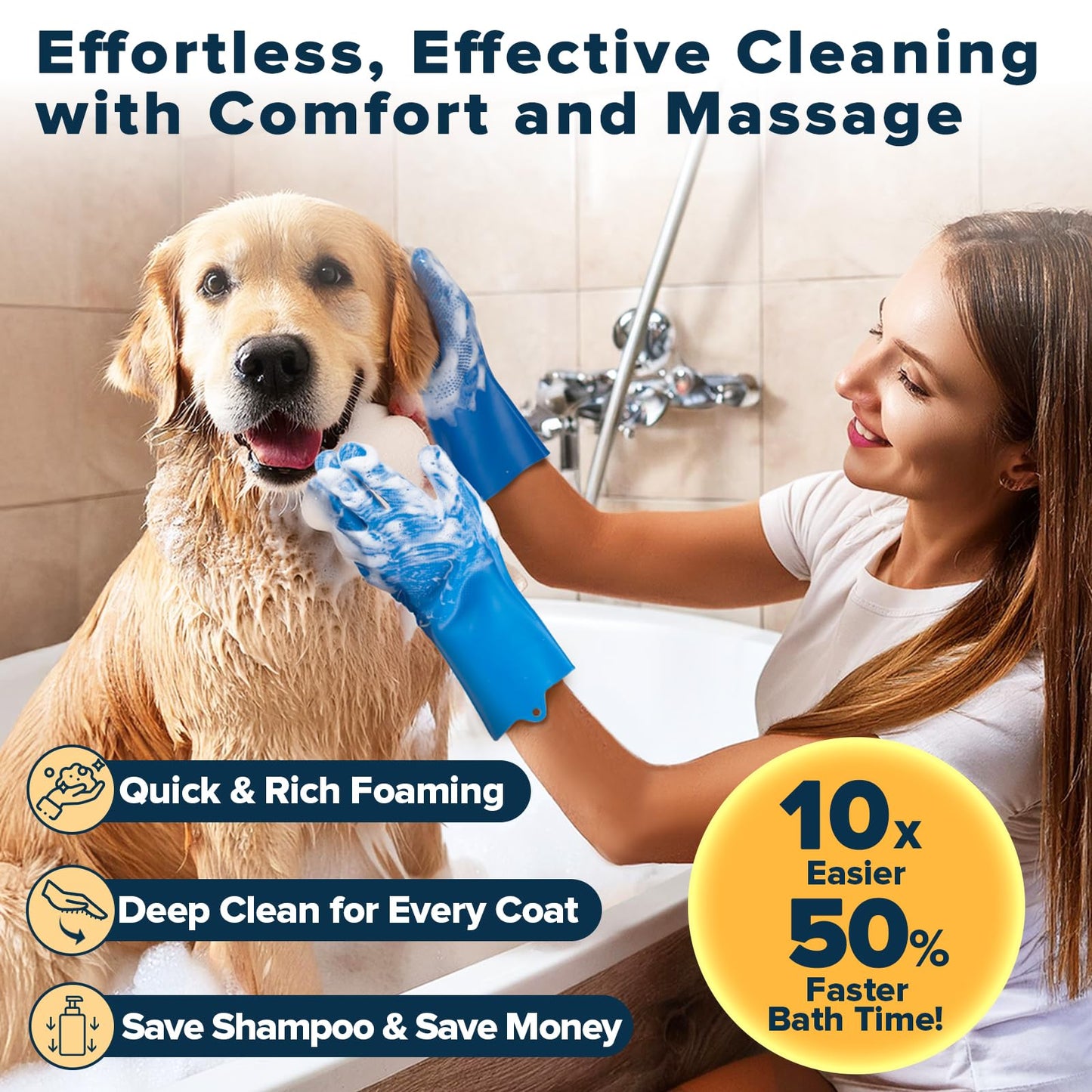 6PCS Pet Grooming Kit for Dogs,Cats and Horses | Dog Washing Gloves | Dog Bath Brush | Dog Bath Gloves | Dog Shampoo Brush | Pet Grooming Gloves | Dog Bath Supplies