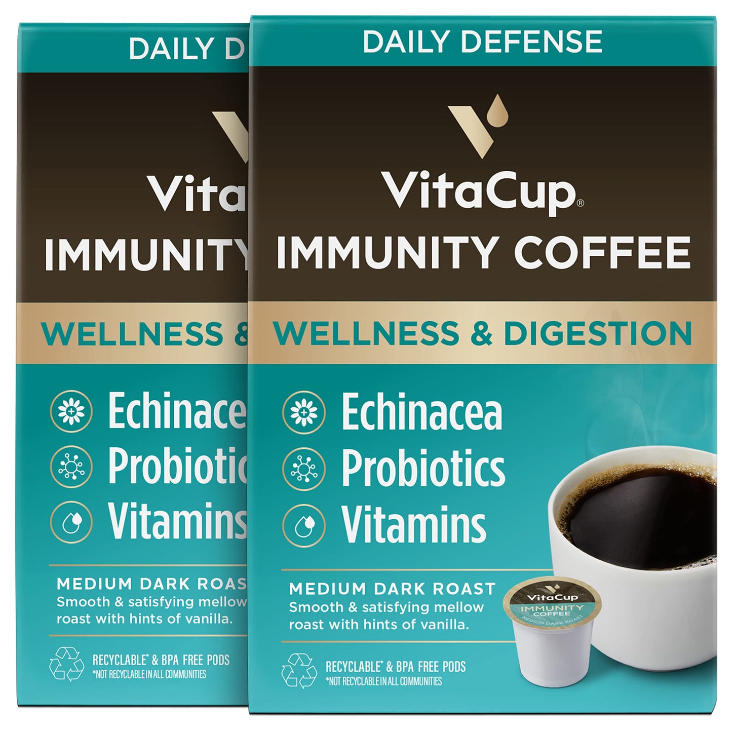 VitaCup Lightning Coffee Pods, for Memory & Focus w/ 2X Caffeine, Green Coffee Bean, B Vitamins, D3, Strong Dark Roast Coffee, Recyclable Single Serve Pod Compatible with Keurig K-Cup Brewers, 16 Ct