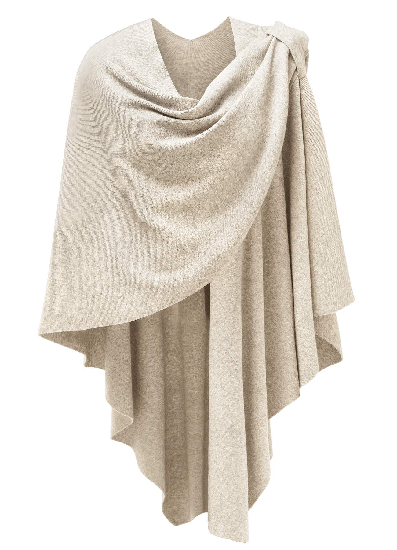 PULI Femmes Grand Poncho Croisé Sur Le Devant Pull Enveloppant Topper Tricoté Élégant Châles Cape pour l'Automne Hiver