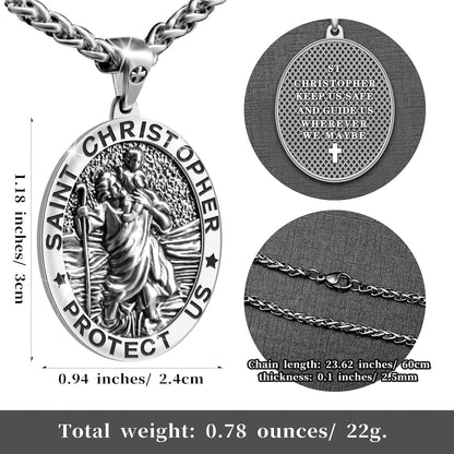 Saint Christopher Necklace – Safety & Blessing Pendant for Men, Women, Family