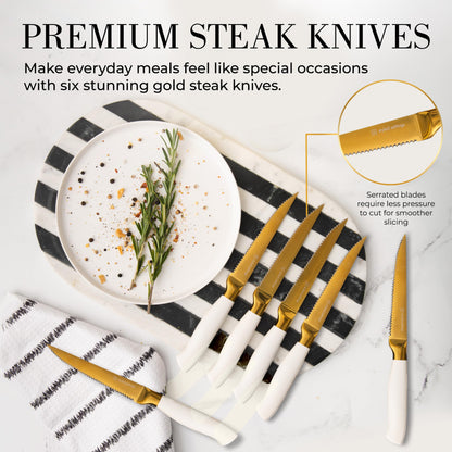 Copper Knife Set with Block - 14 PC Self Sharpening Knife Block Set