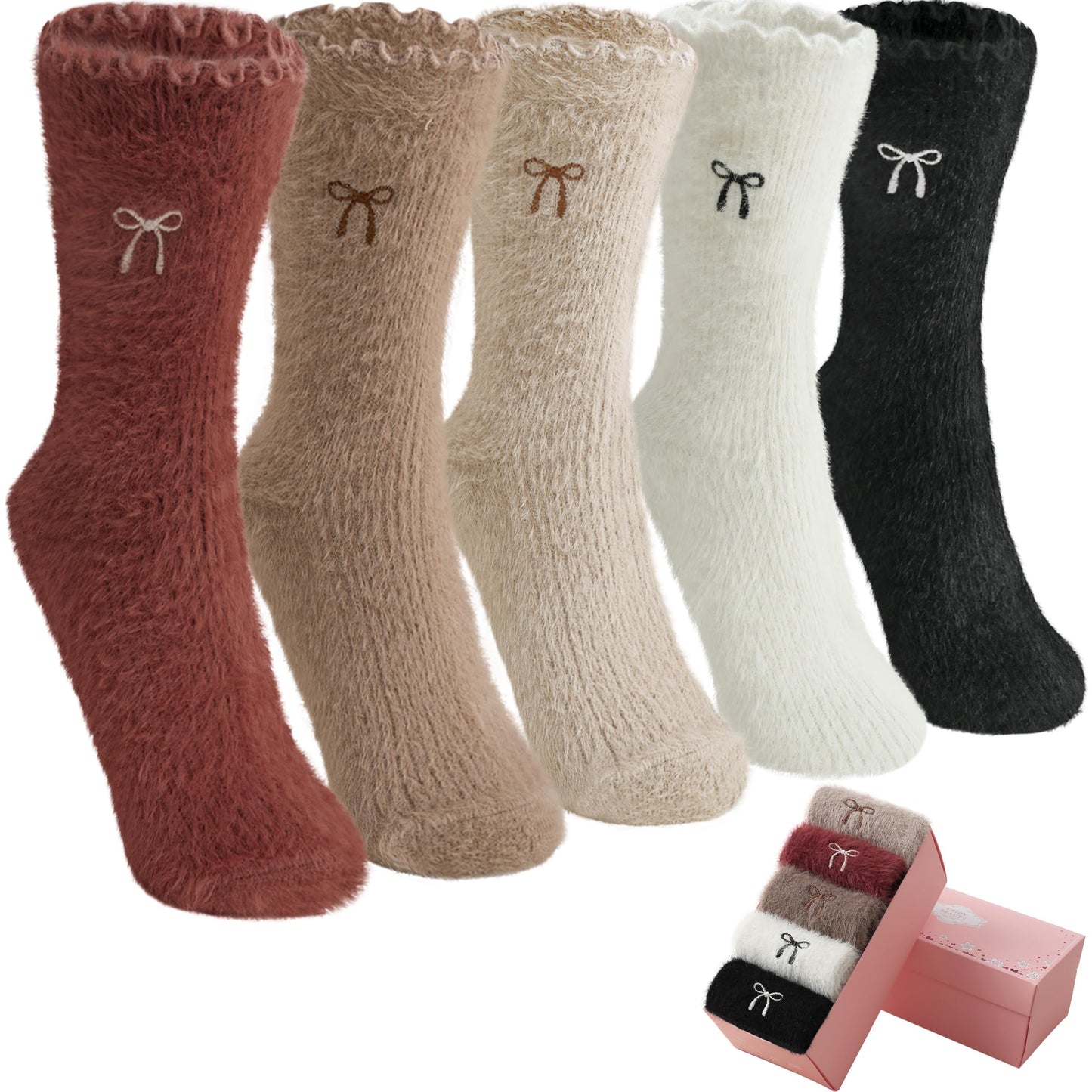 5 Pairs Fuzzy Soft Cozy Comfortable Socks for Women, Casual Sleep Comfy Socks, Perfect Warm Winter Gifts for Women
