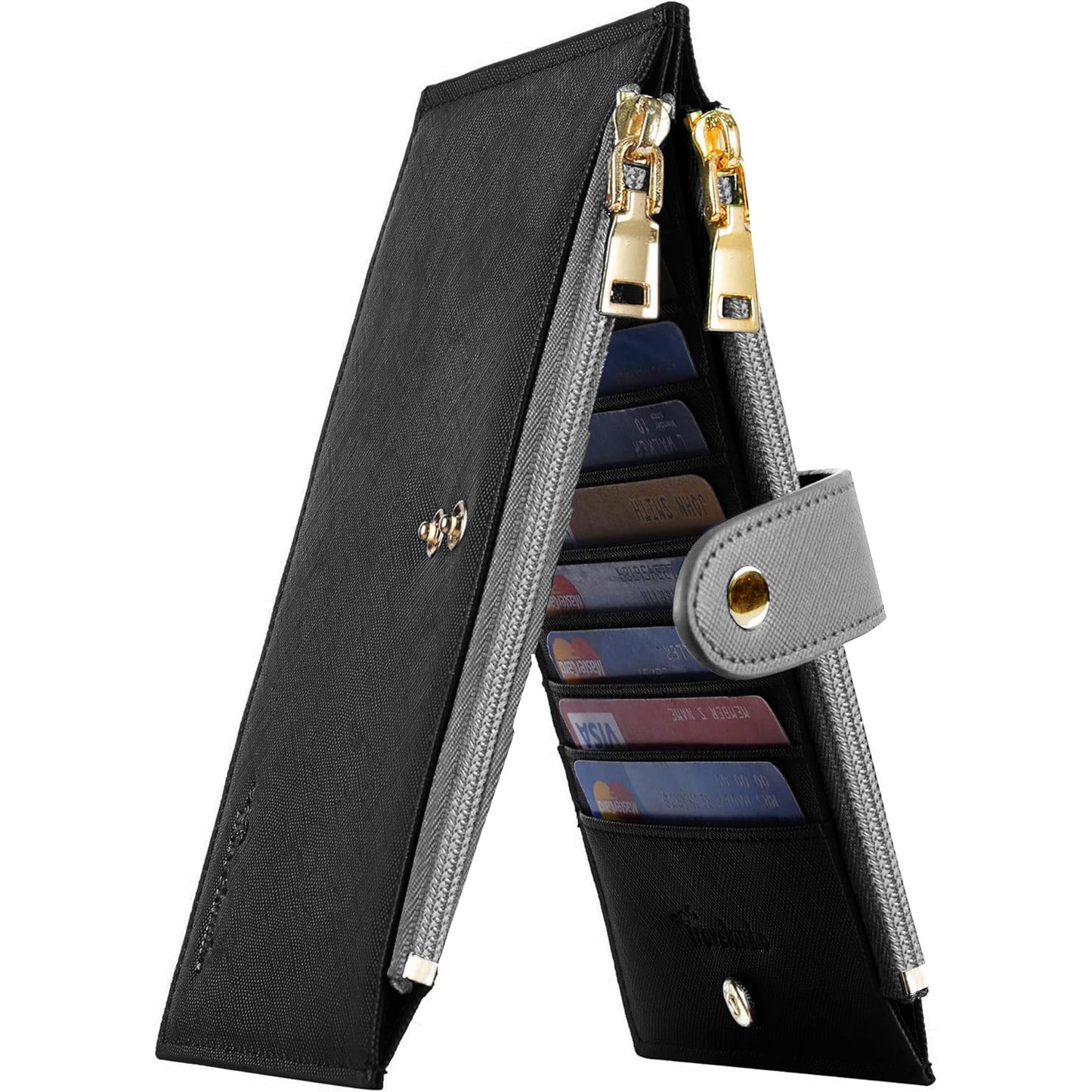 Travelambo RFID Wallet Women Large Size Bifold Multi Card Wallet Case with Zipper Pocke Credit Card Holder for Women
