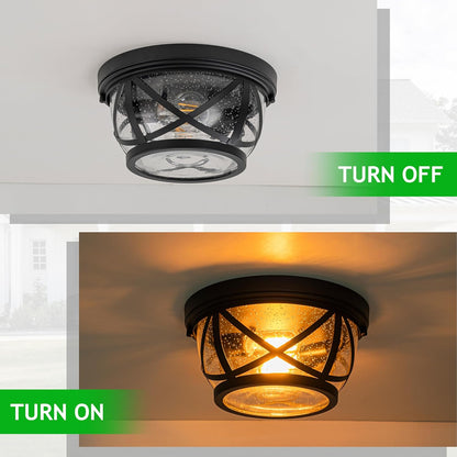 Flush Mount Ceiling Light – Seeded Glass Design