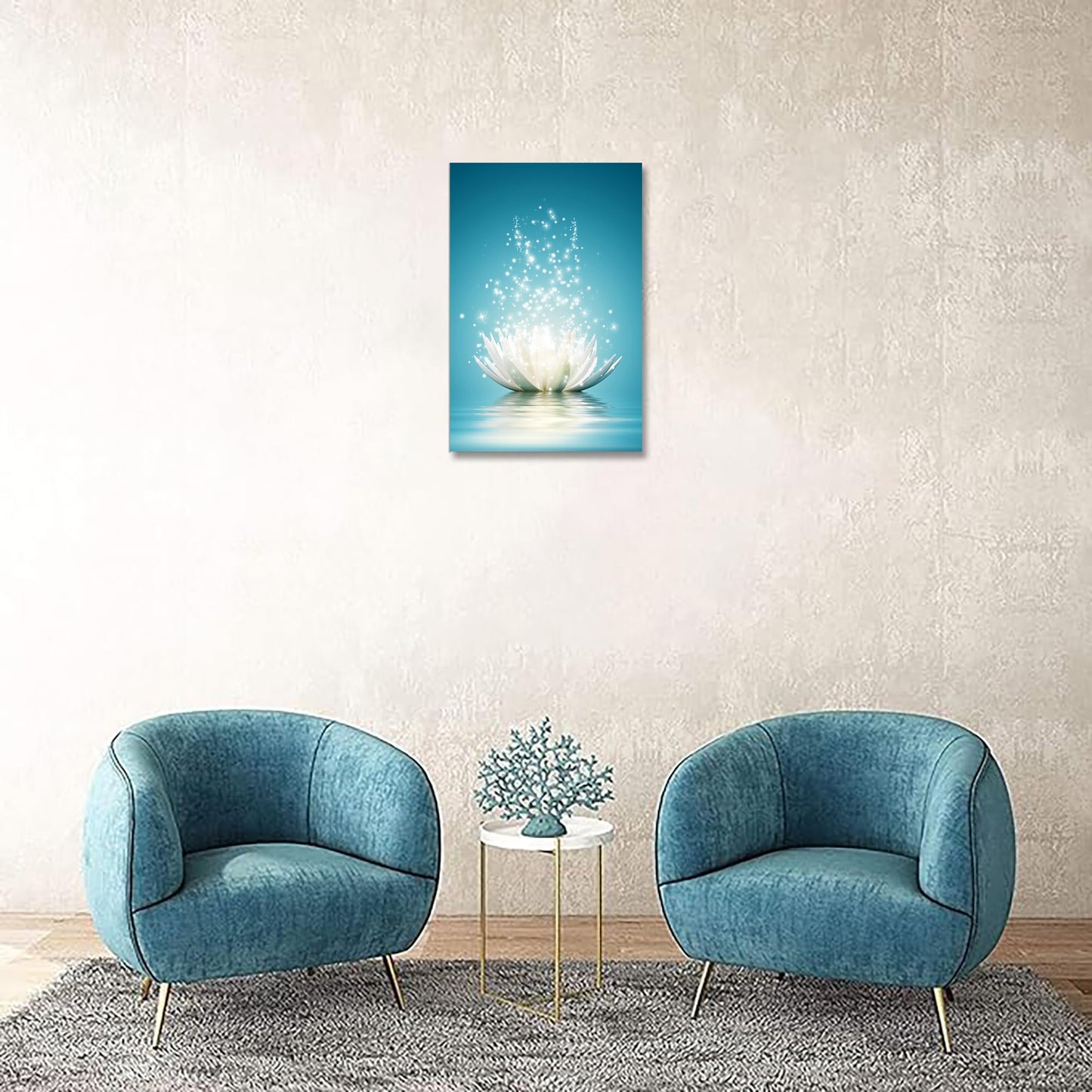 Impressions sur toile Art Lotus Floral Pictures Art mural pour décoration de bureau zen Affiche de méditation Peinture d'art moderne encadrée prête à accrocher (12x16 pouces) 