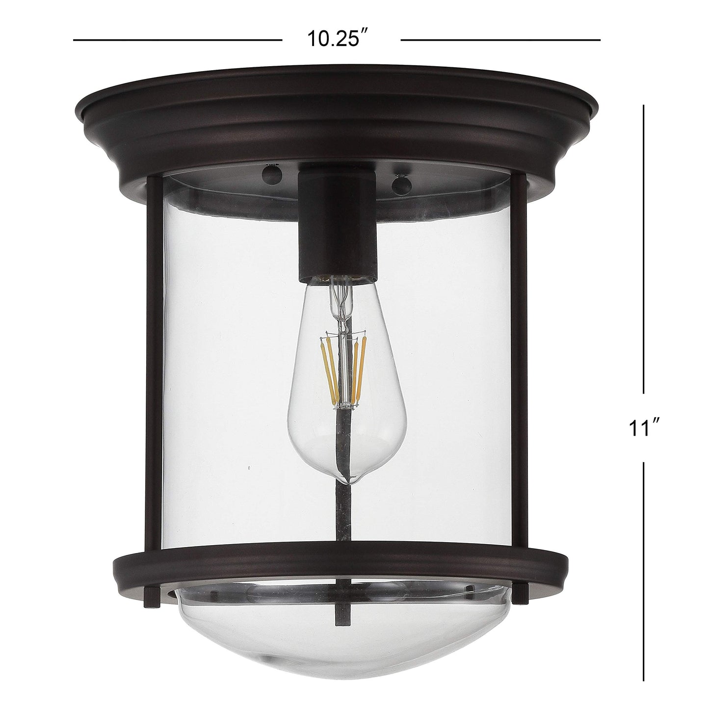 JONATHAN Y JYL7440B Savannah 10.25" Metal/Glass LED Flush Mount, Traditional,Transitional, Dimmable, 2700K Cozy Warm Light Kitchen,Hallway,Bathroom,Stairwell, Oil Rubbed Bronze