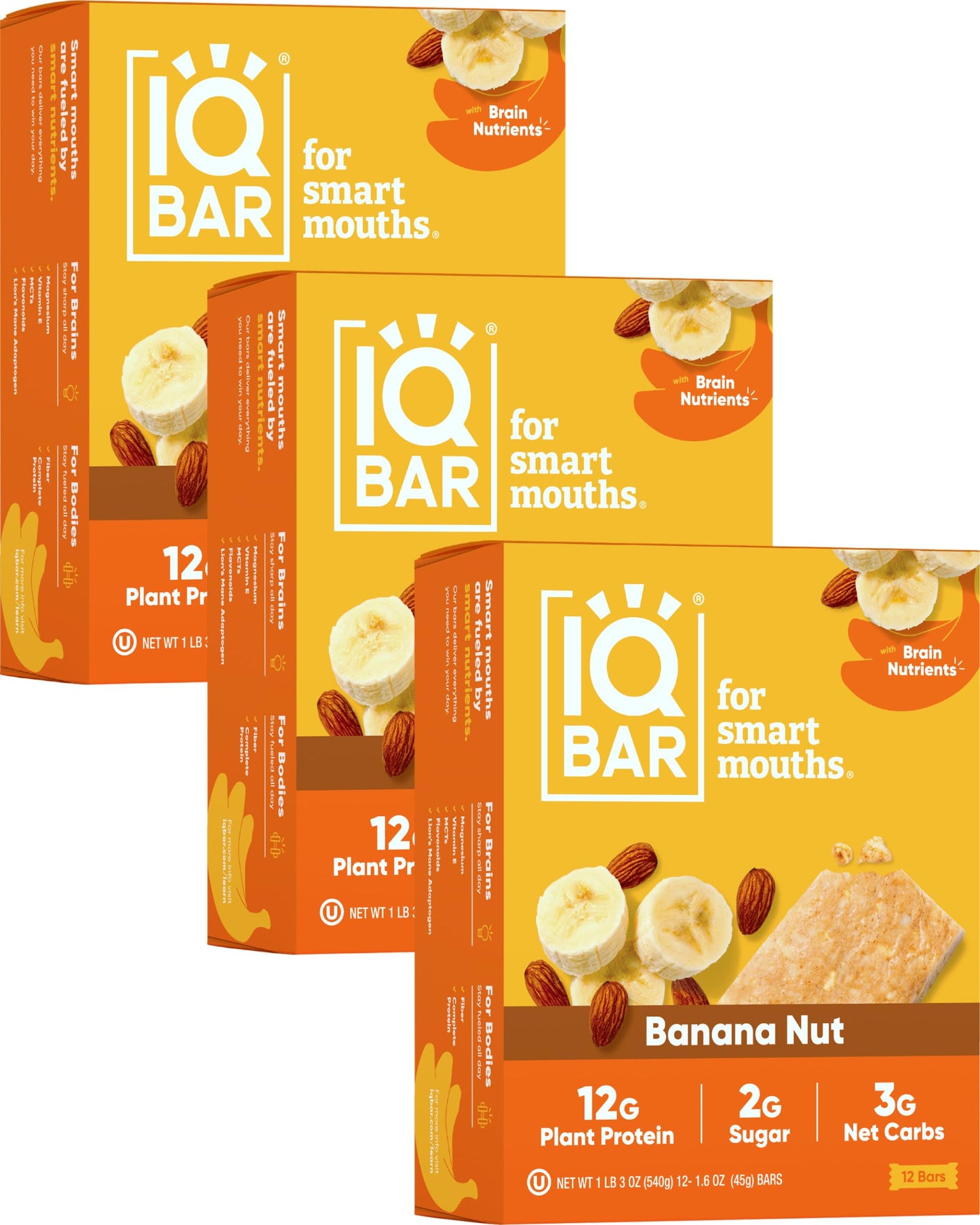 IQBAR Brain and Body Plant Protein Bars - 7 Bar Sampler Pack - Gluten Free, High Fiber, Vegan Snacks - Low Sugar Meal Replacement