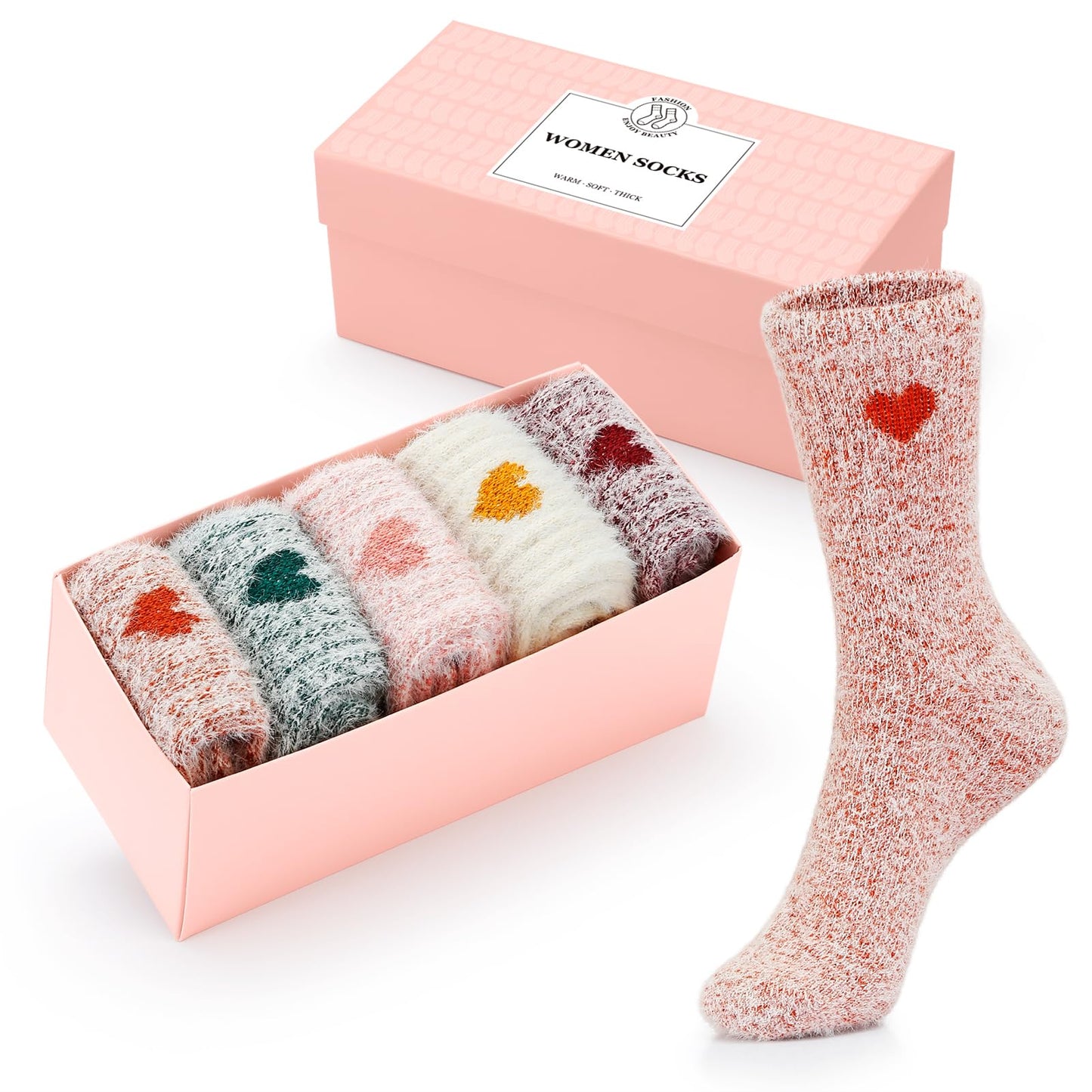 5 Pairs Fuzzy Soft Cozy Comfortable Socks for Women, Casual Sleep Comfy Socks, Perfect Warm Winter Gifts for Women