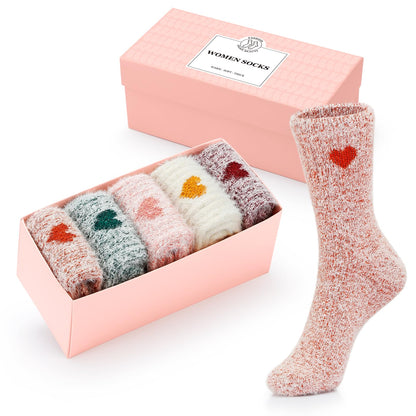 5 Pairs Fuzzy Soft Cozy Comfortable Socks for Women, Casual Sleep Comfy Socks, Perfect Warm Winter Gifts for Women