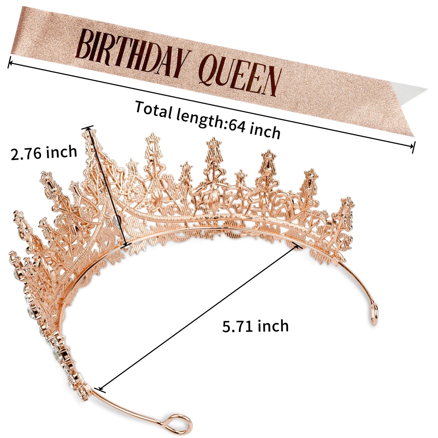 Gold Crown for Women Crystal Princess Tiaras Rhinestone Queen Headband Wedding Bridal Hair Accessories Birthday Prom Pageant Party Coming of Age Ceremony Photo Props