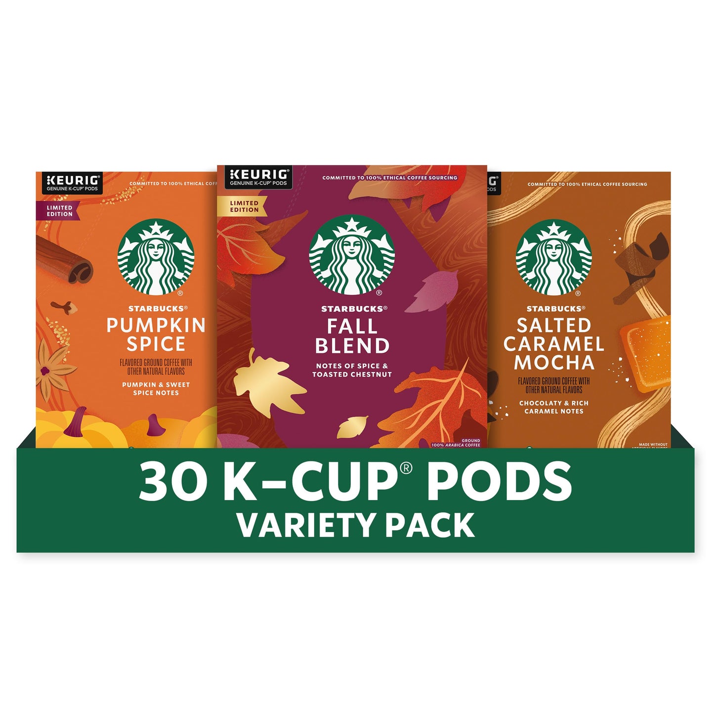 Starbucks K-Cup Coffee Pods, Naturally Flavored Coffee Variety Pack for Keurig Brewers, 100% Arabica, 1 Box (40 Pods)