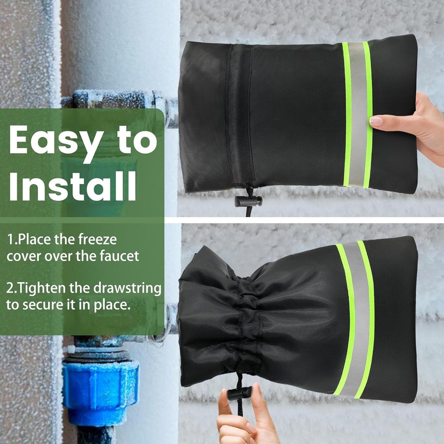 Outdoor Faucet Covers for Winter Freeze Protection, 4-Pack Hose Bib Insulation Socks, Waterproof, Fits Standard Faucets