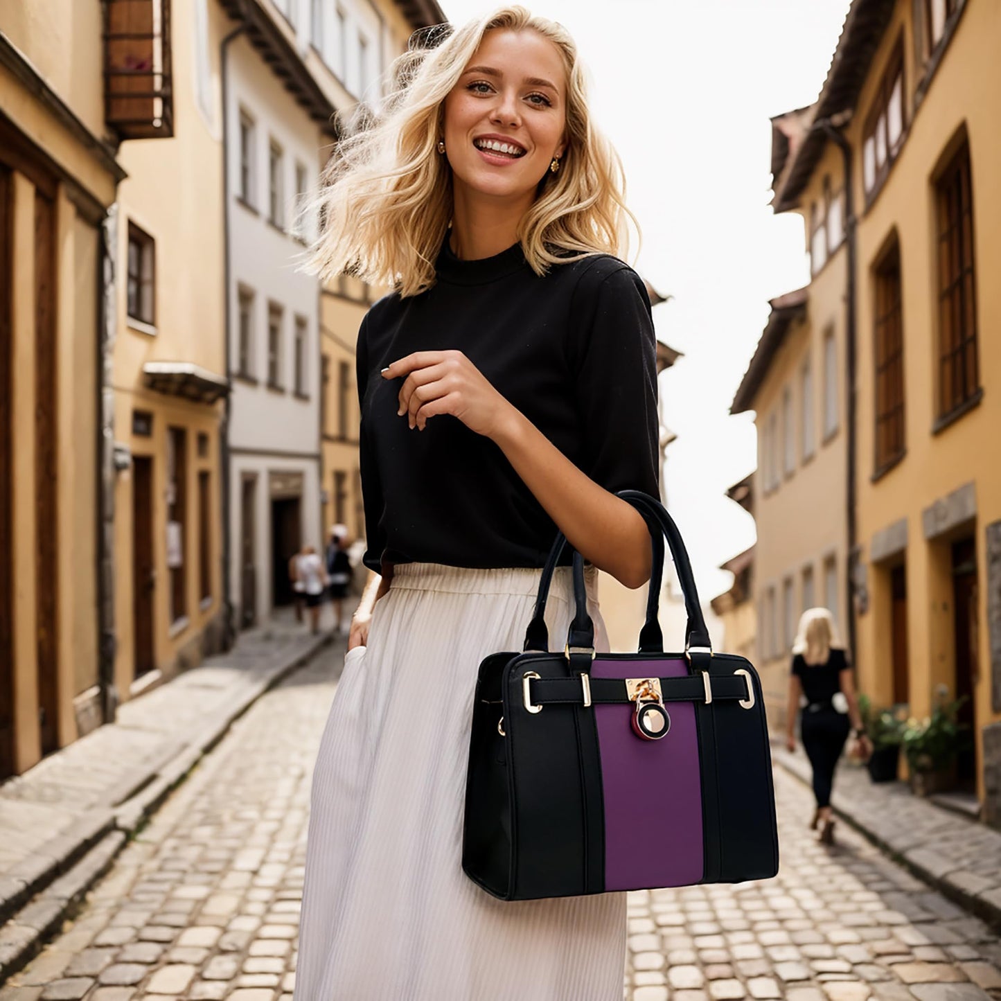 Handtaschen-Sets für Damen, Schultertaschen mit Griff oben, Arbeitstasche, Tragetasche, Geldbörsen-Set mit passender Geldbörse, 2-teilig 