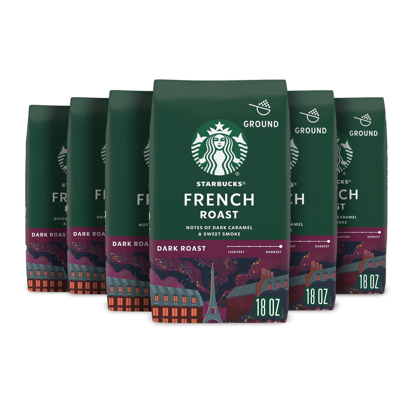 Café moulu Starbucks, café torréfié foncé, torréfaction française, 100 % arabica, 1 sac (28 oz) 