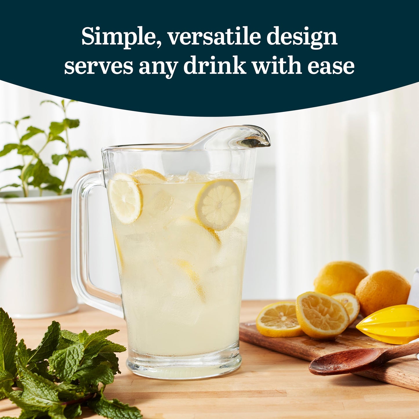 Libbey Acapulco Large Glass Pitcher Set of 2, 89 Oz, Clear, Tall Bubble Glass Pitchers with Handle, Modern Pitcher Set for Iced Tea, Punch, and More