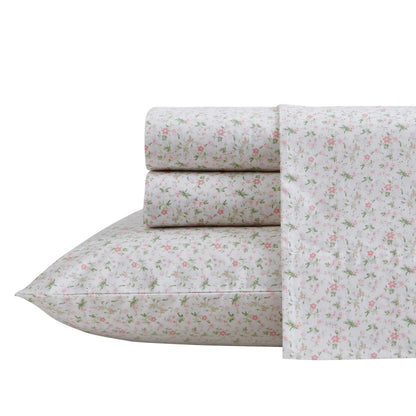 Laura Ashley - Sheet Set, Breathable Cotton Percale Bedding with Matching Pillowcases, Soft Home Decor