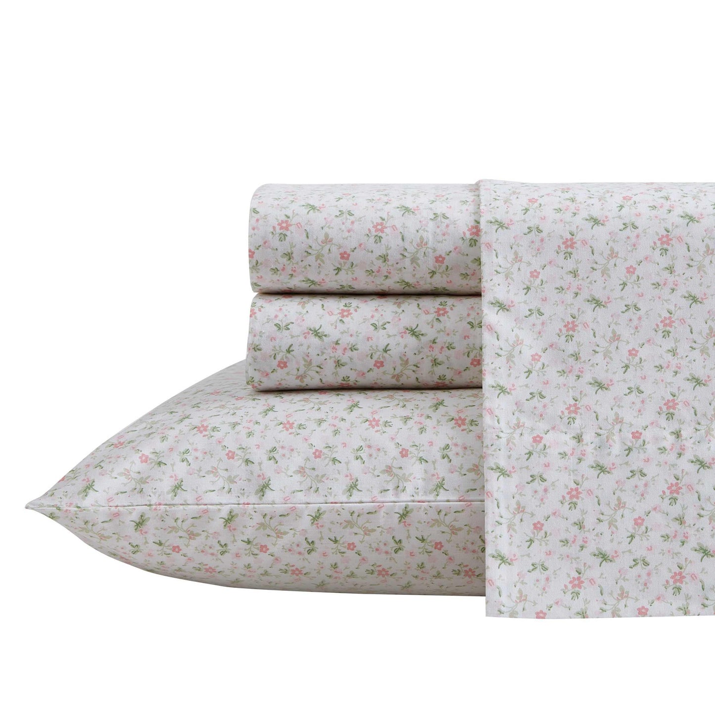 Laura Ashley - Sheet Set, Breathable Cotton Percale Bedding with Matching Pillowcases, Soft Home Decor