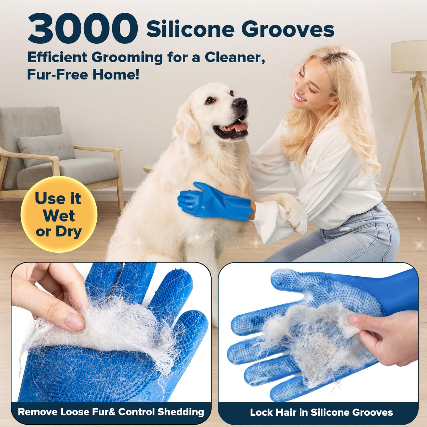 6PCS Pet Grooming Kit for Dogs,Cats and Horses | Dog Washing Gloves | Dog Bath Brush | Dog Bath Gloves | Dog Shampoo Brush | Pet Grooming Gloves | Dog Bath Supplies