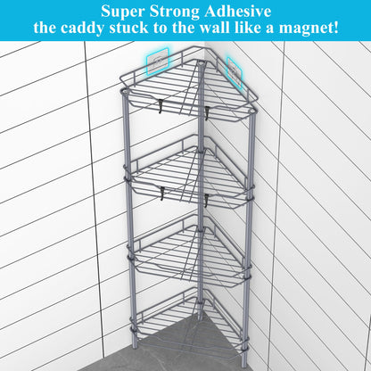 4 Tier Floor Standing Corner Shower Caddy Organizer Shelf with Hooks