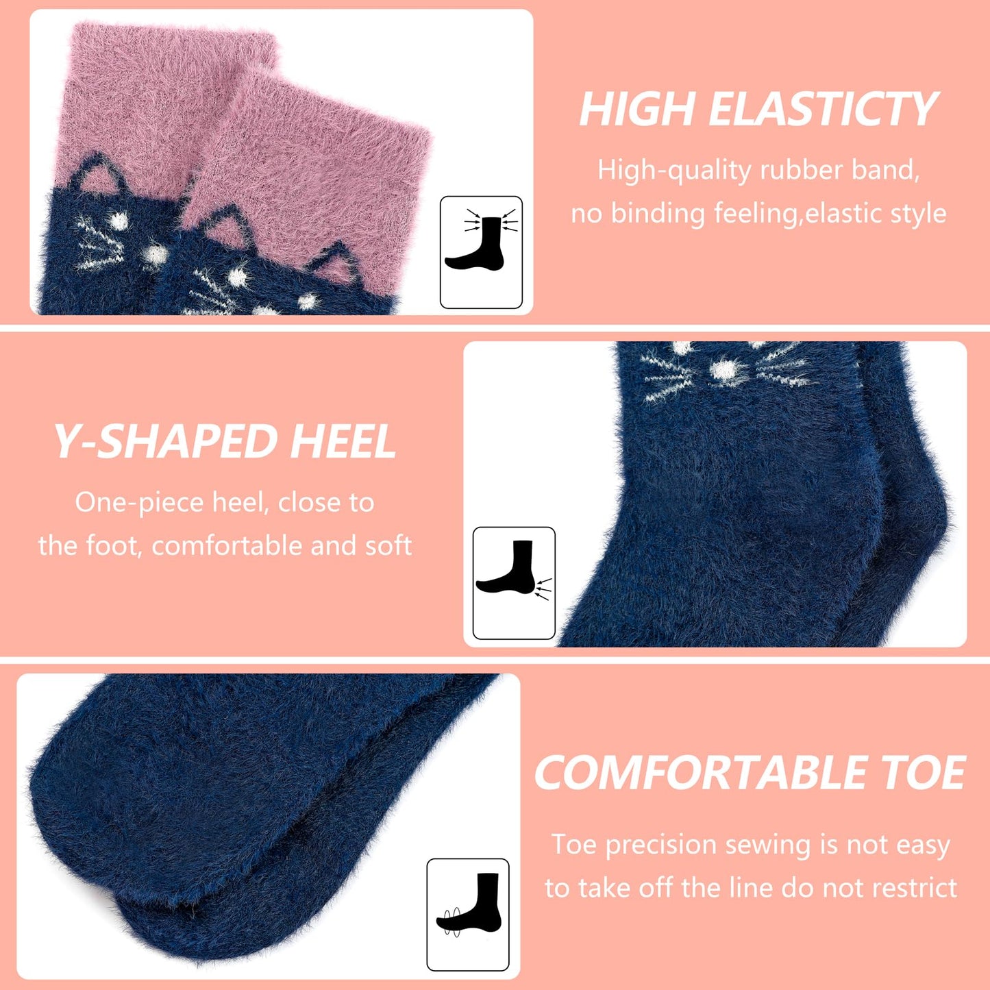 5 Pairs Fuzzy Soft Cozy Comfortable Socks for Women, Casual Sleep Comfy Socks, Perfect Warm Winter Gifts for Women